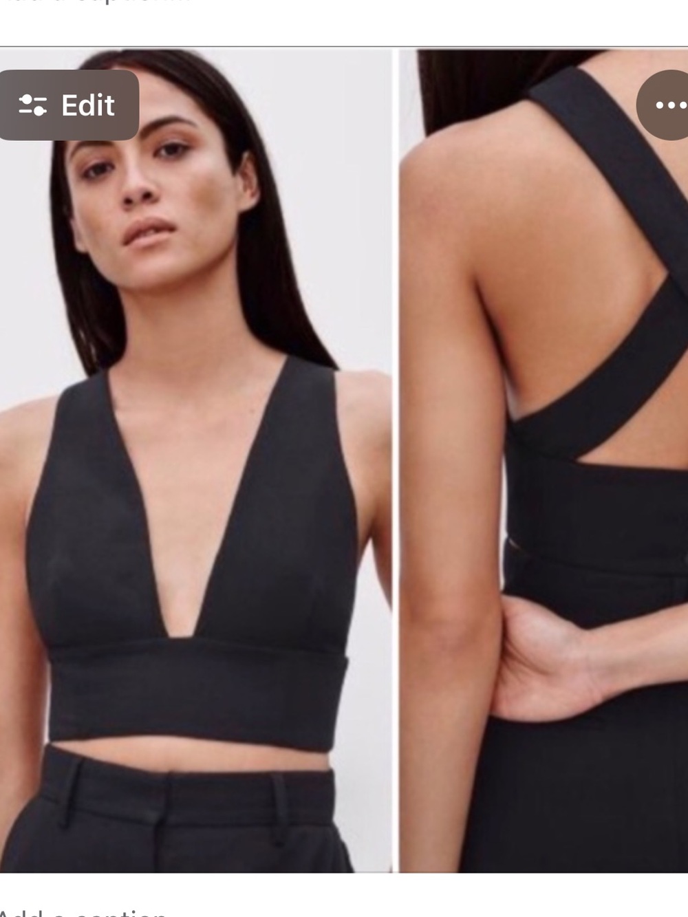 Wilfred Black Crisscross Plunge Crop Top - Gerland Top